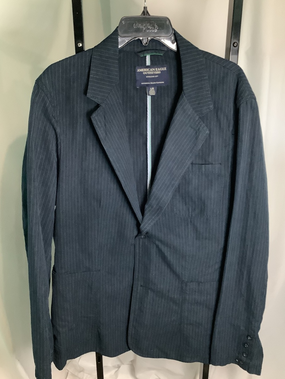 American Eagle Outfitters Cotton Casual Pinstripe Blazer - Large